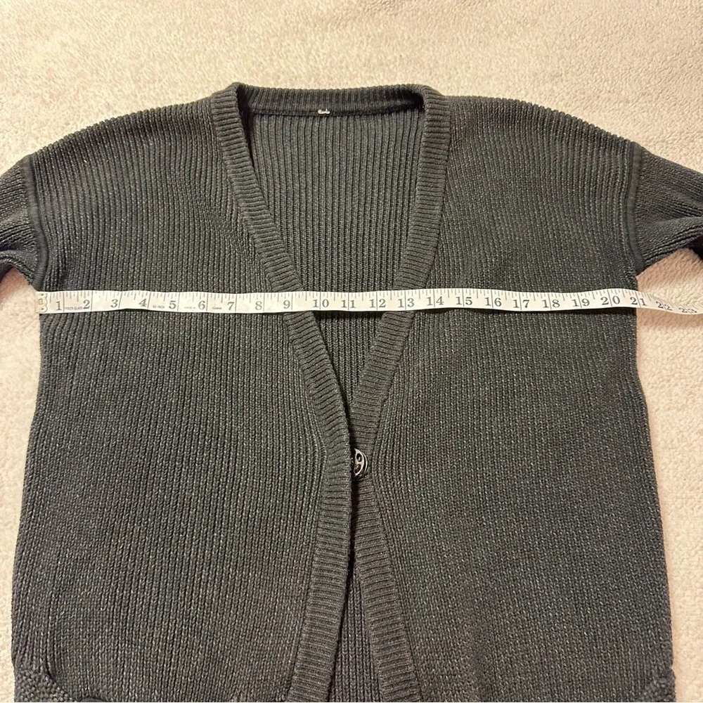 Lululemon We Like To Cardi Heathered Black Knit Cardigan Sweater One Snap Long